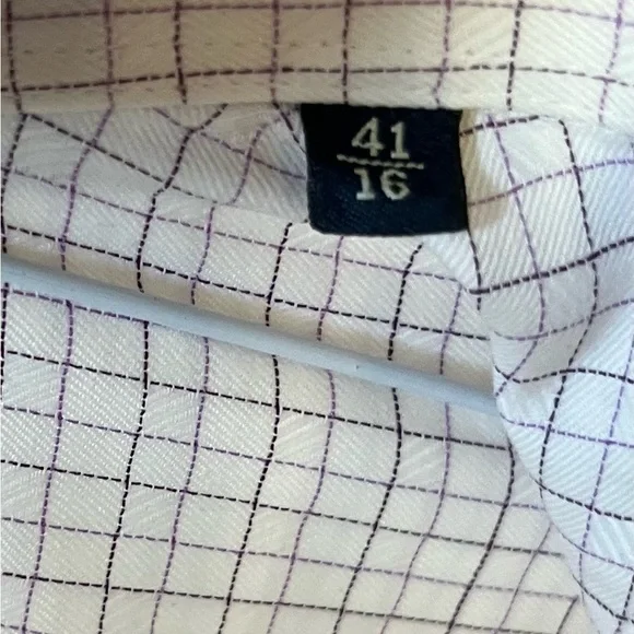 Canali Made in Italy White Checked Dress Shirt Men’s size 41/16 - Picture 4 of 4